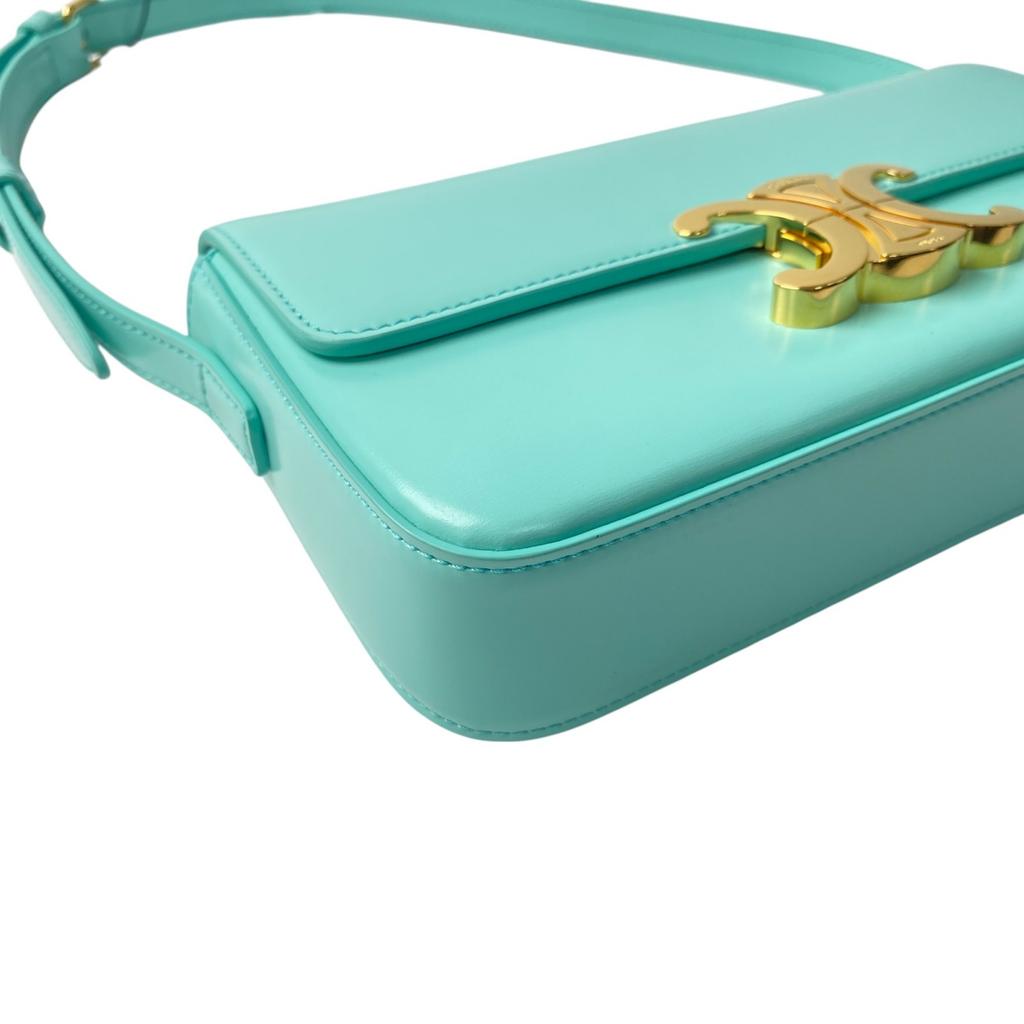 Used CELINEShoulder Bag Emerald Green Leather Women