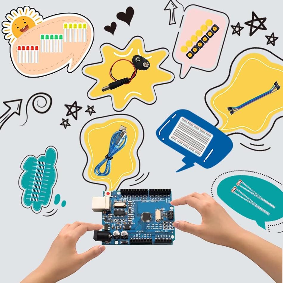 DIY Electronic Starter Kit for UNO R3 Arduino Circuit Board Electronics 12-in-1 Programmable Engineering Coding Education