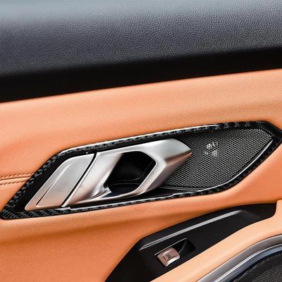 4PCS Carbon Fiber Car Door Handle Frame Cover Stickers Decoration Accessories For BMW 3 Series G20 G28 325li 330d 335 -20