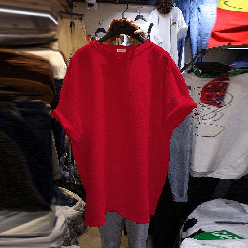 

Pure Cotton White Liner Bottoming Shirt Ins Trendy Short Sleeve T-Shirt Red S