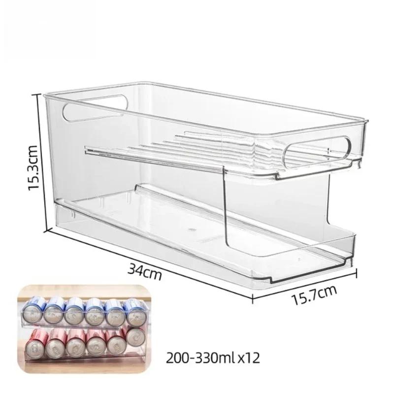

Ящик для хранения напитков, двухслойный, банка для пива, бутылка газировки, держатель для холодильника, автоматический роликовый диспенсер, органайзер для кухни, холодильника