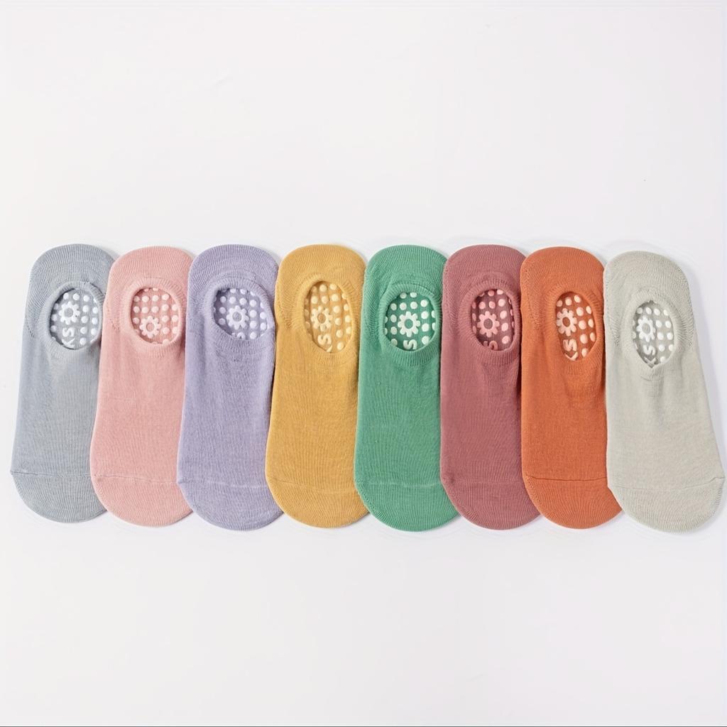 8 Pairs of Mix Color Yoga Socks, Breathable Low Cut Non-slip Grips Sports Socks for Pilates Barre Ballet