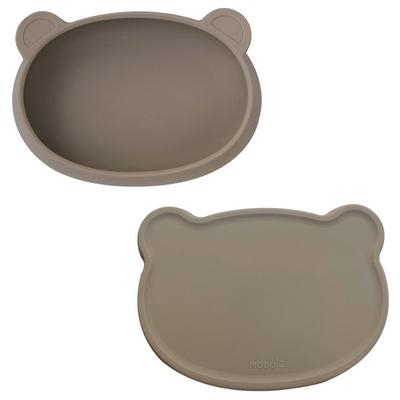Blue Mama Modooi Infant Bear Plate + Lid Set, Beige, 1 Set, Popular Korean Parenting Items