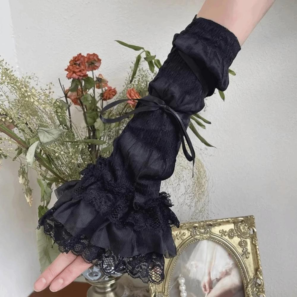 Thin Fabric Bowknot Arm Cuffs Bow Decorated Girls Arm Sleeves Cute Ballet Sleeve Covers Cosplay