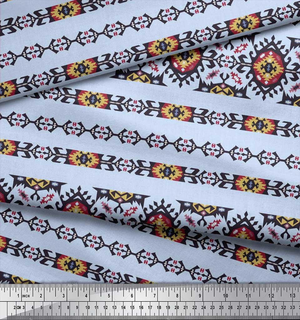 Soimoi Țesătură Satin Crep Japonez Aztec Sud-Vest Imprimată 1 metru 42 Inch