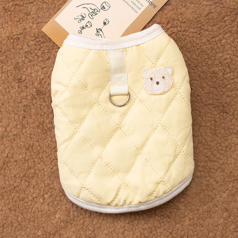 Herbst Winter Hundebekleidung Minimalistisch und Niedlich Kleiner Bär Gesteppte Baumwollweste Verdickt Warm Haustier Katze Kleidung Hundekostüm