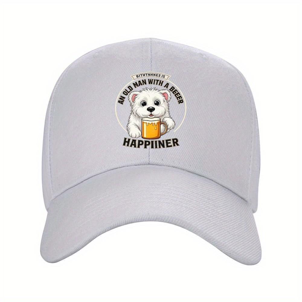 Samoyed Beer Lover Baseball Cap Cute Dog Graphic Adjustable Outdoor Casual Hat