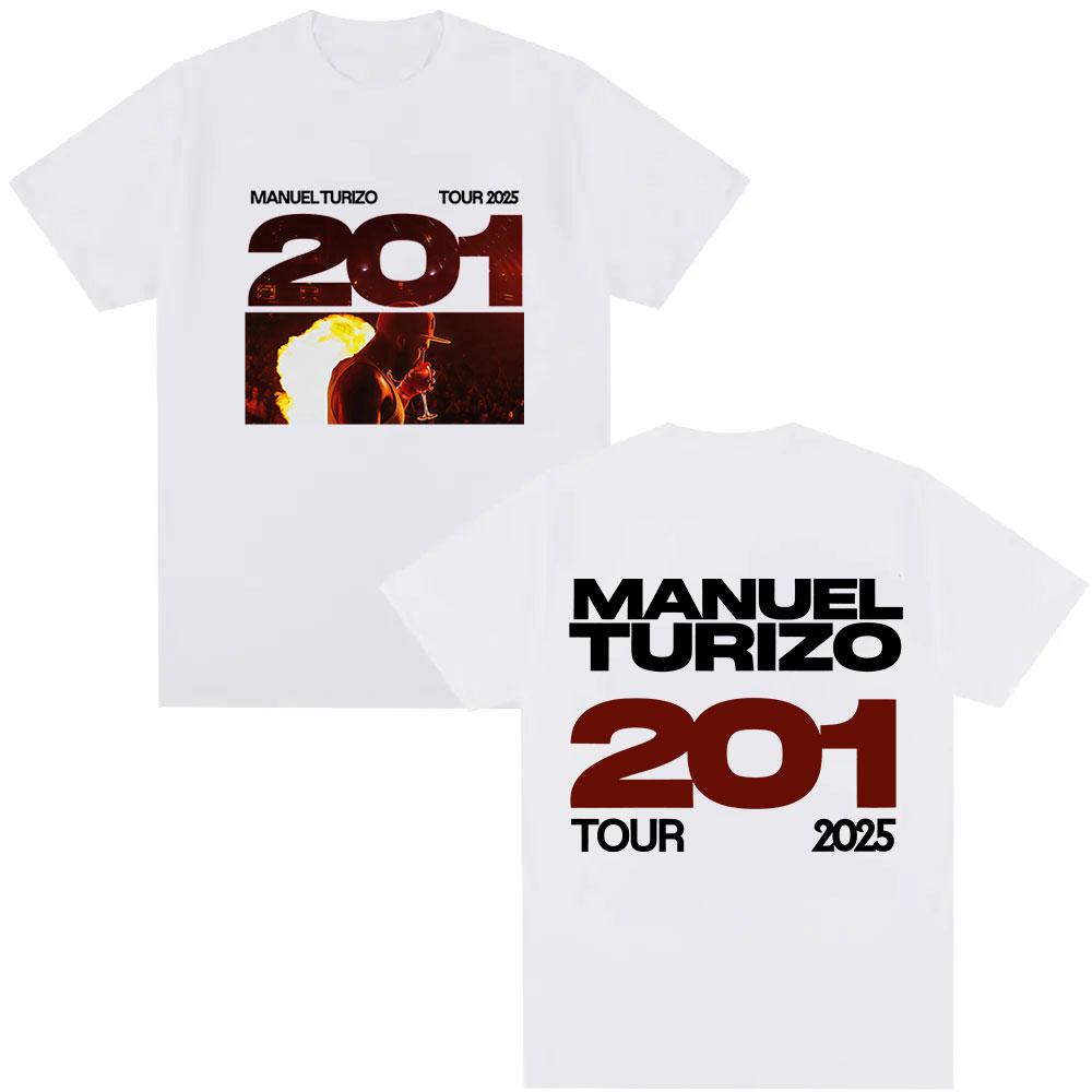 Rapper Manuel Turizo 201 Album Graphic Merch T Shirts Men Women Clothing Casual Oversized Tshirt Hip Hop Rock Short Sleeve Tees