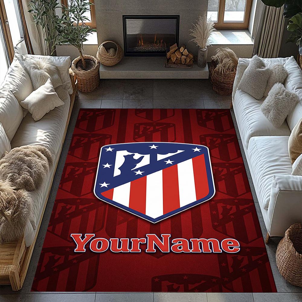 Atletico Madrid Personalized Name Carpet Perfect for Bedrooms Foyer Hallway Entryway Anti-slip Rug Decorate Offices Gift for Festivals