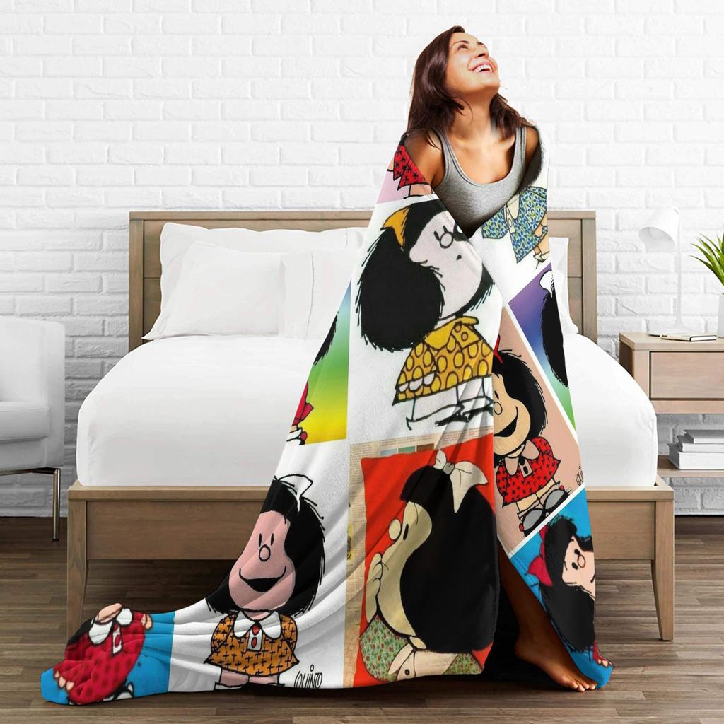 Mafaldas Blankets Fleece Cartoon Anime Super Warm Throw Blankets for Bed Bedroom Quilt