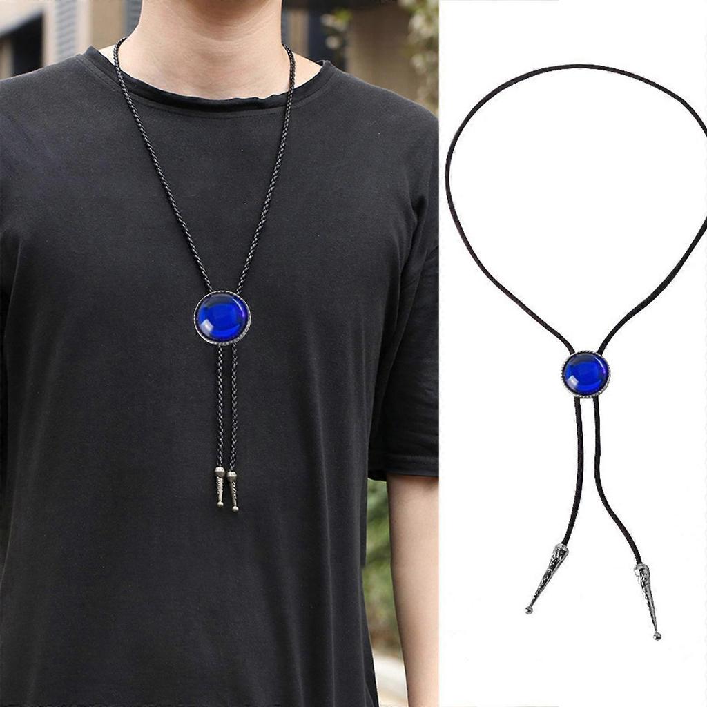 Women Cool Chokers Pendant Collar Necklace Clavicle Chain Chokers Bolo Tie Lariat Style Collar Jewelry Blue