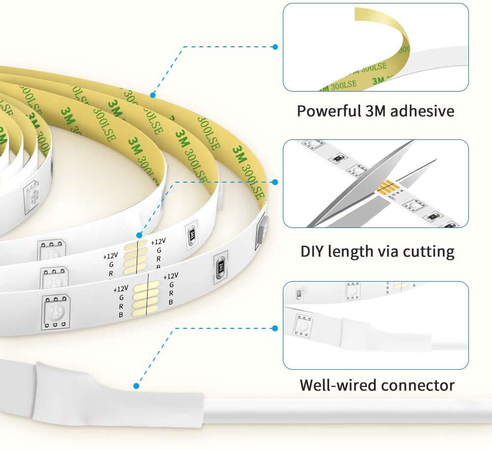 5 metrů vodotěsných LED světelných řetězů s 300 barevnými 5050 RGB LED a Bluetooth ovladačem
