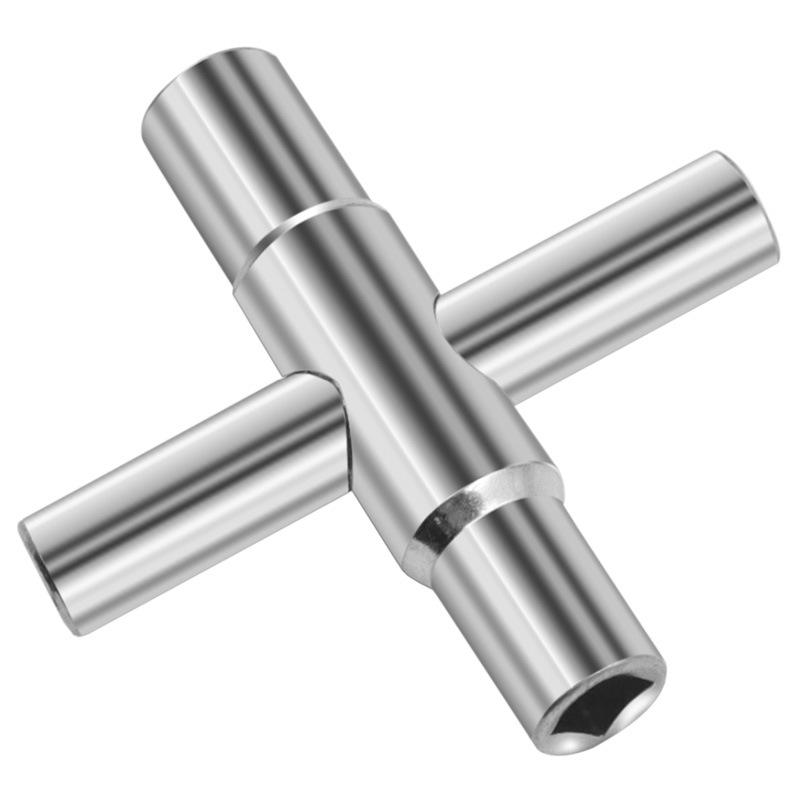 4-in-1 Silver Cross and Square Faucet Wrench Set for Bathroom Repairs
