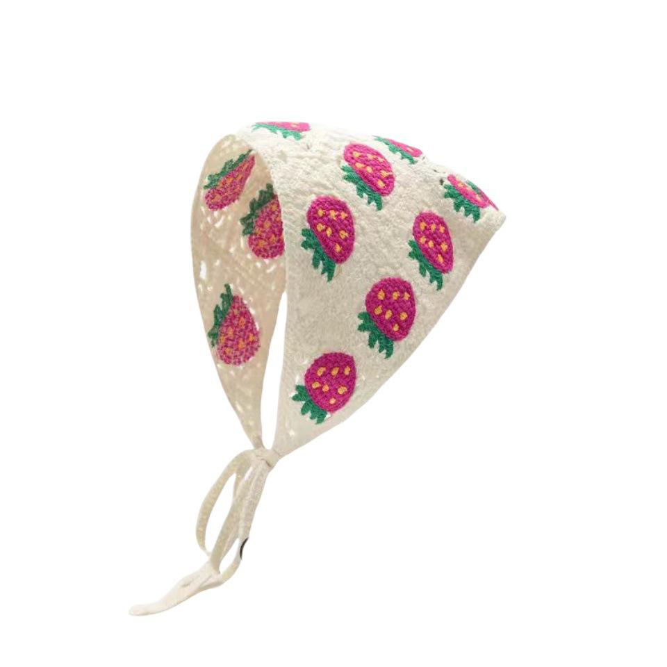 Ręcznie robiona szydełkowa trójkątna chusta na głowę: Francuski Retro, Wszechstronny, Styl Pastoralny