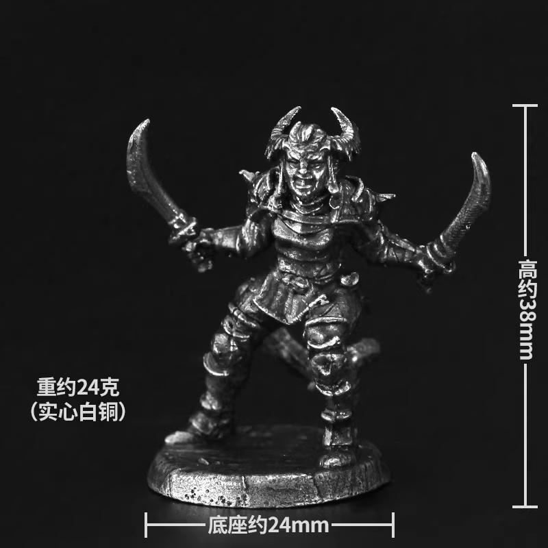 Metal Animal Tribe Warrior Miniature, Handmade White Copper Figure, Tabletop Game Piece, Collectible Desk Decor Gift for Men
