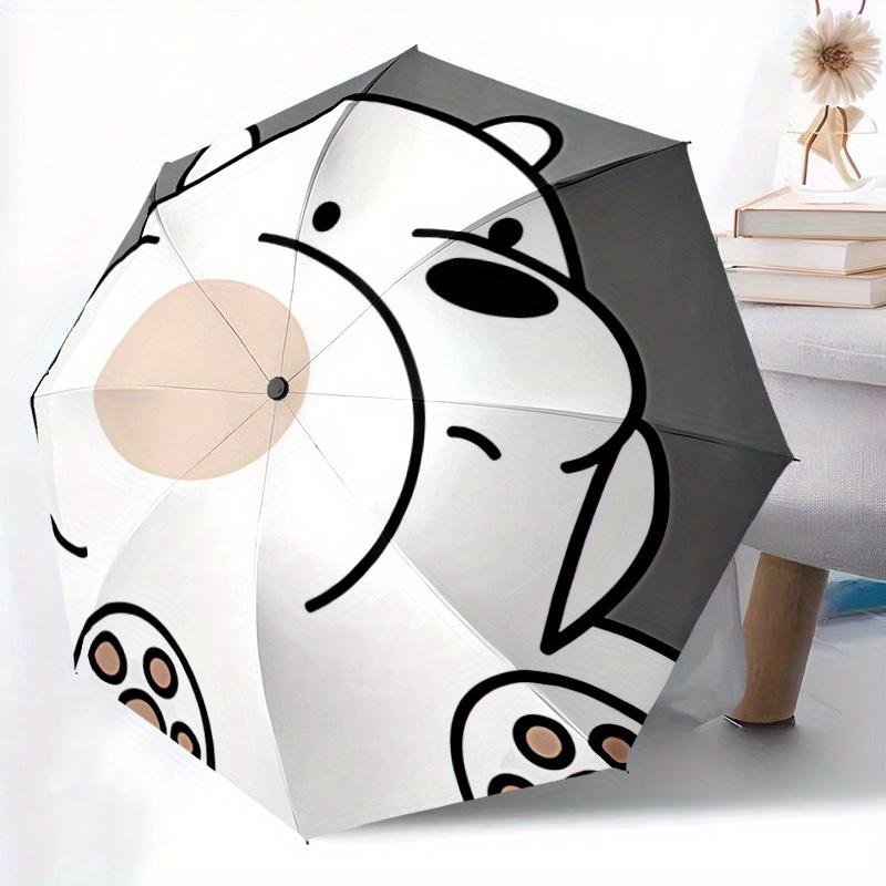 1pc We Bare Bears Friends Automatic Folding Umbrella with 8-Rib Compact & Lightweight Design, Self-Opening/ Closing,085