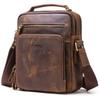 Herren Crazy Horse Leder Umhängetasche Vintage Mehrere Fächer Verstellbarer Riemen
