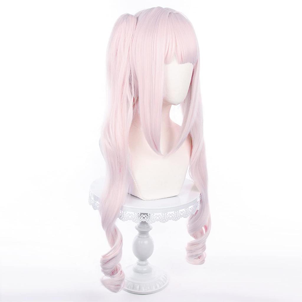 Light Pink Long Twin Tail Vertical Roll Full Wig Game Cosplay Wig Heat Resistant Wig Wig Costume Comiket Event Halloween Christmas School Festival