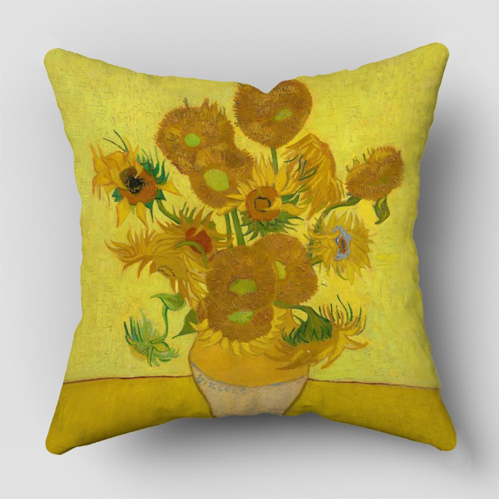 Van Gogh Oil Painting Print Collection Decorative Pattern Home Pillowcase Square Office Decor Cushion Cover pillow cases