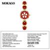 Moka Diamond Luminous Quartz Watch with Four-Leaf Clover Design, 30M Waterproof, Copper Band.