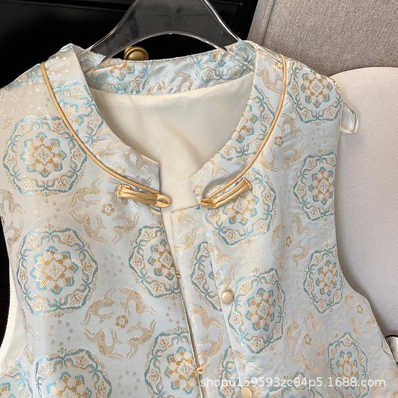 Chinese vest vest women's early spring 2025 new antique Han element sleeveless vest top