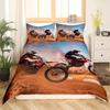 3pcs Cool Motorbike Bedding Set Dirt Bike Duvet Cover Twin Motocross Rider Comforter Cover Extreme Sports For Boys Adults