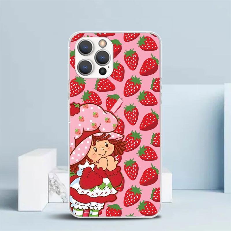 Strawberry Cartoon Girl Soft Cover for iPhone 16 17 Air 15 14 Pro Max 16E Phone Case 13 Mini 12 11 7 SE 8 Print Pattern Fit Case