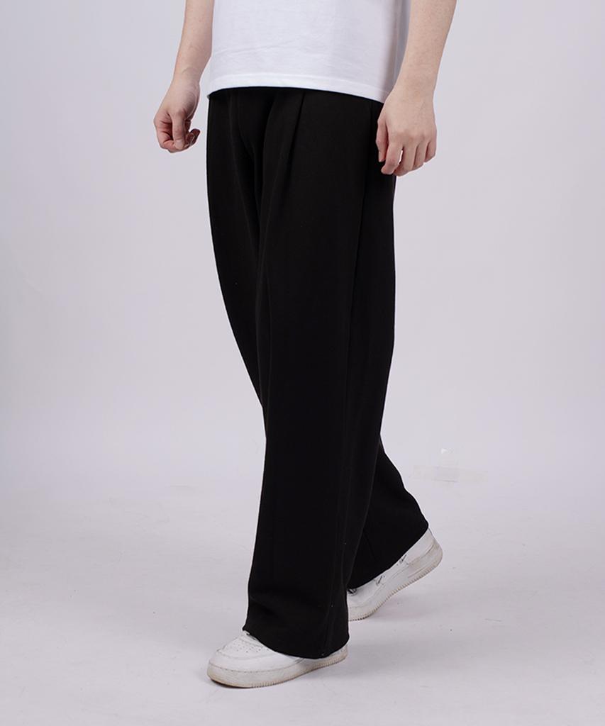 TI.GLAKE Plain One-Pleat Wide Training Sweatpants Black