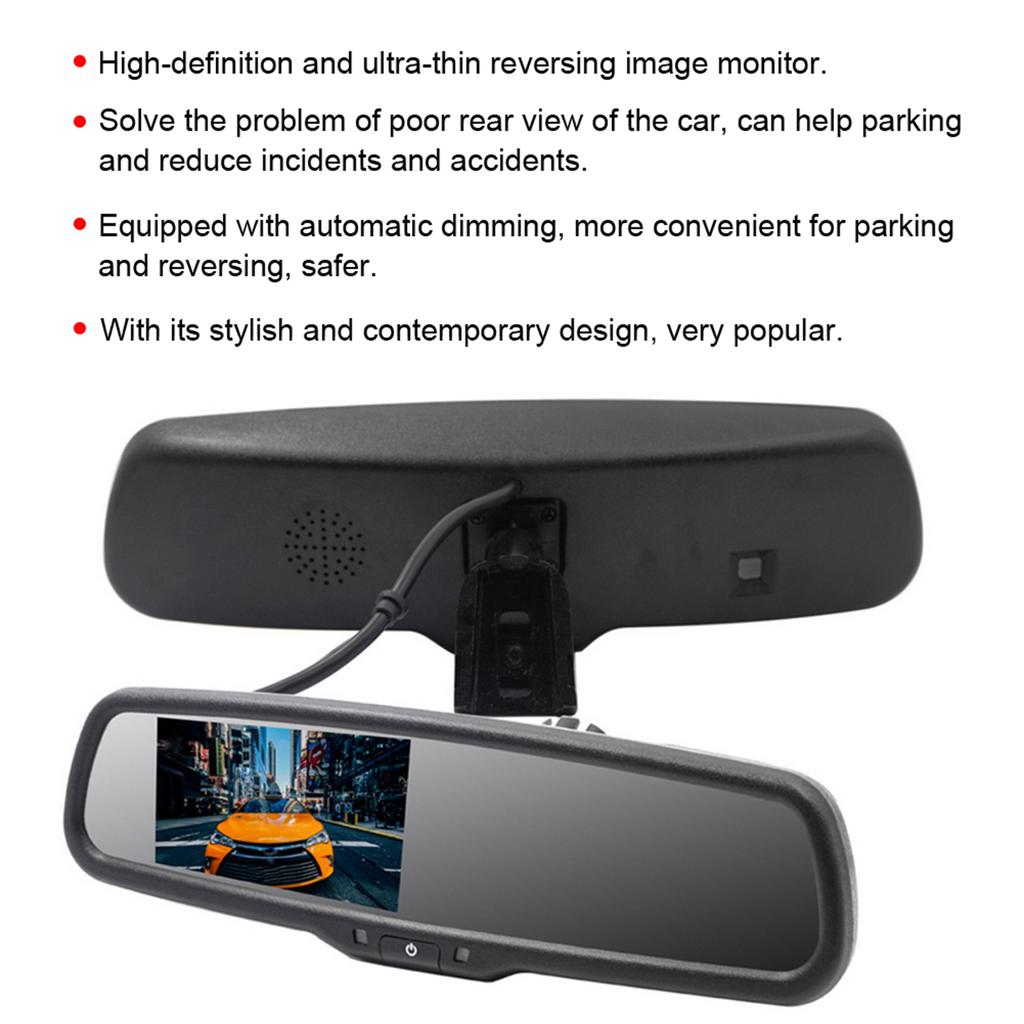 4.3inch Car Rearview Mirror Auto Dimming Monitor With Bracket Black