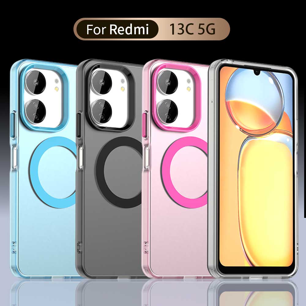Magsafe Matte Phone Case For Xiaomi Redmi 13C 5G 13C 4G Magnetic Wireless Charging For Xiaomi Redmi 13R 5G Shockproof Back Cover