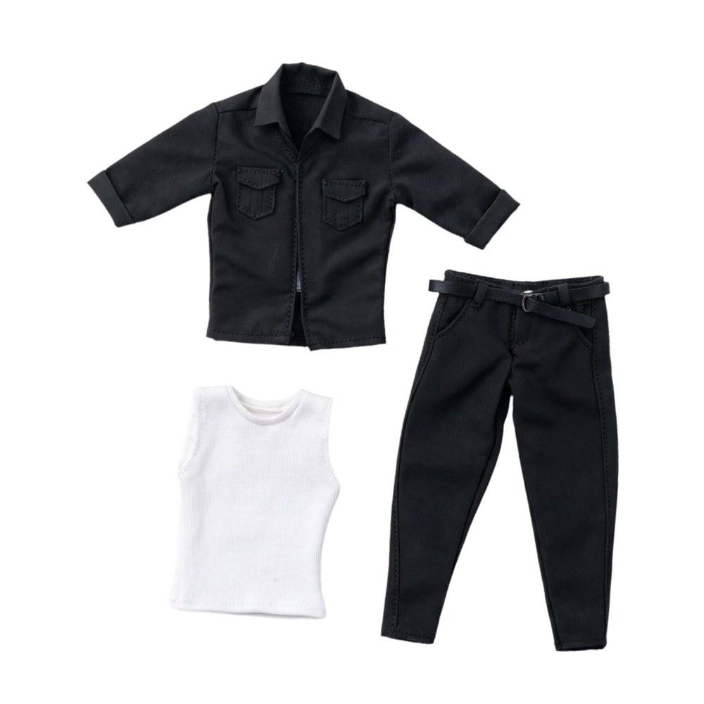 Oshhni 1/12 Scale Figure Costume Set Work Shirt Model for 6-Inch Miniature Figures Black