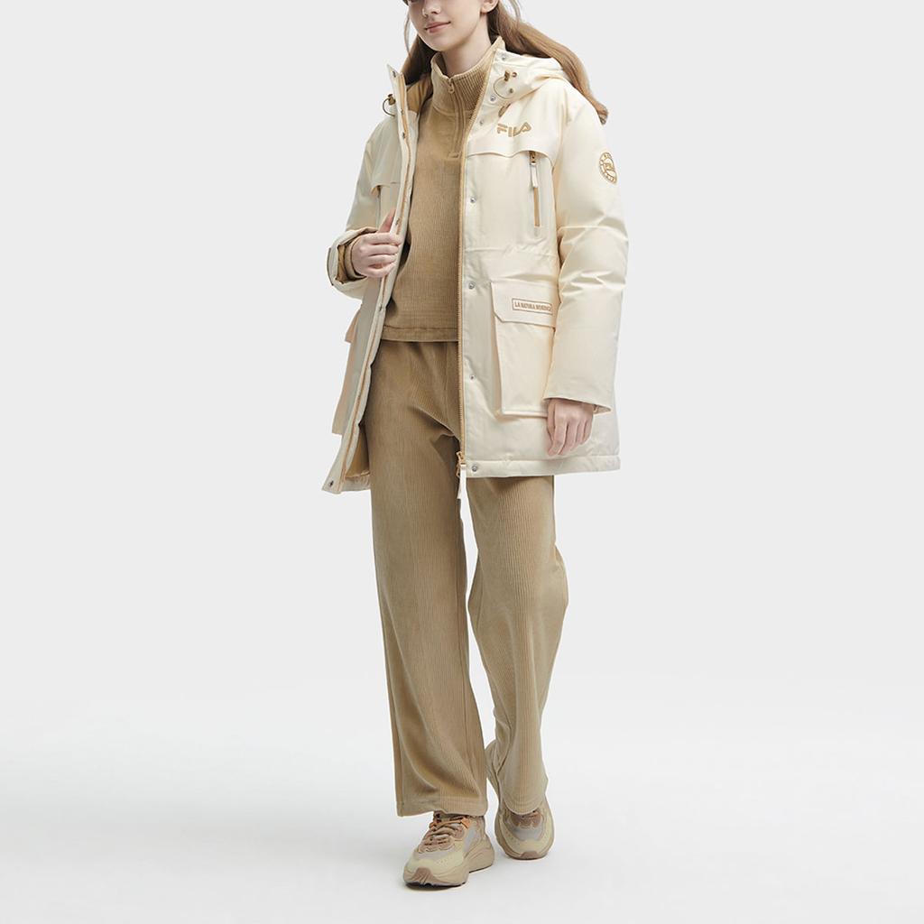 Fila Solid Color Hooded Casual Mid-Length Down Jacket Women Outerwear Light-Green F11W349904F-IV