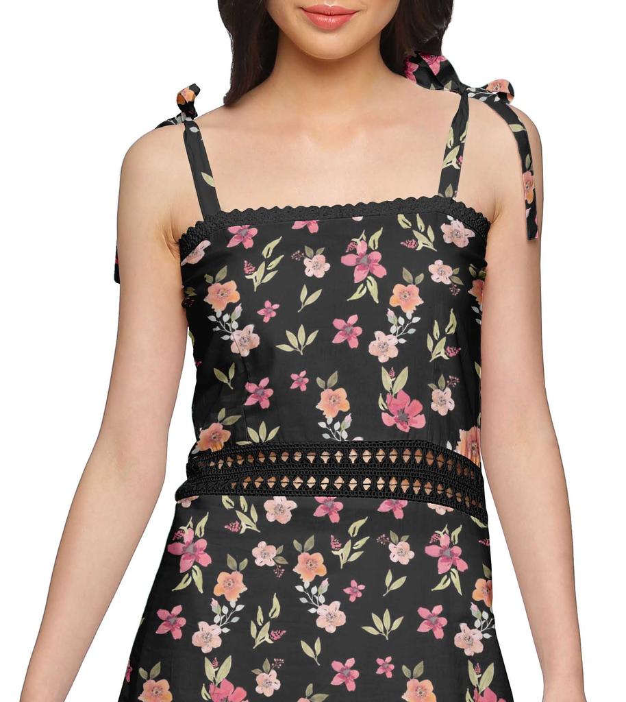 Moomaya Printed Adjustable Shoulder Strap Women Casual Sleeveless Long Dress
