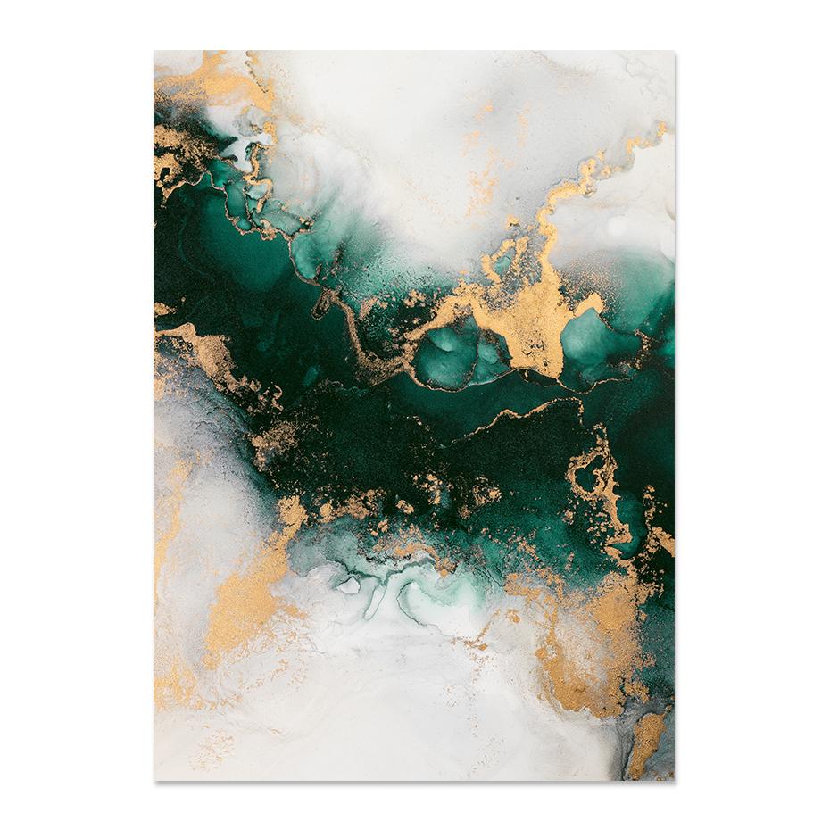 Nordic Green Gold Fashion Marbl Posters Wall Art Aesthetic Canvas Painting Print Picture Living Room Bedroom Interior Home Decor