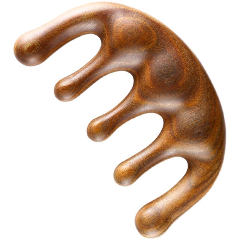 Golden Sandalwood Meridian Massage Comb for Hair Therapy and Care