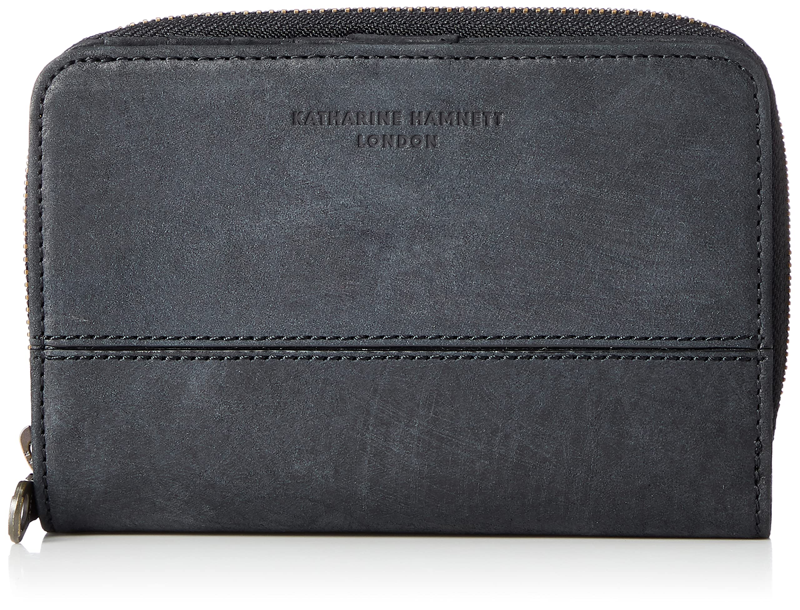 

[Katherine Hamnett London] [SCRUB] Japanese Vegetable Tanned Leather Middle Wallet with Handcrafted Scratch Pattern