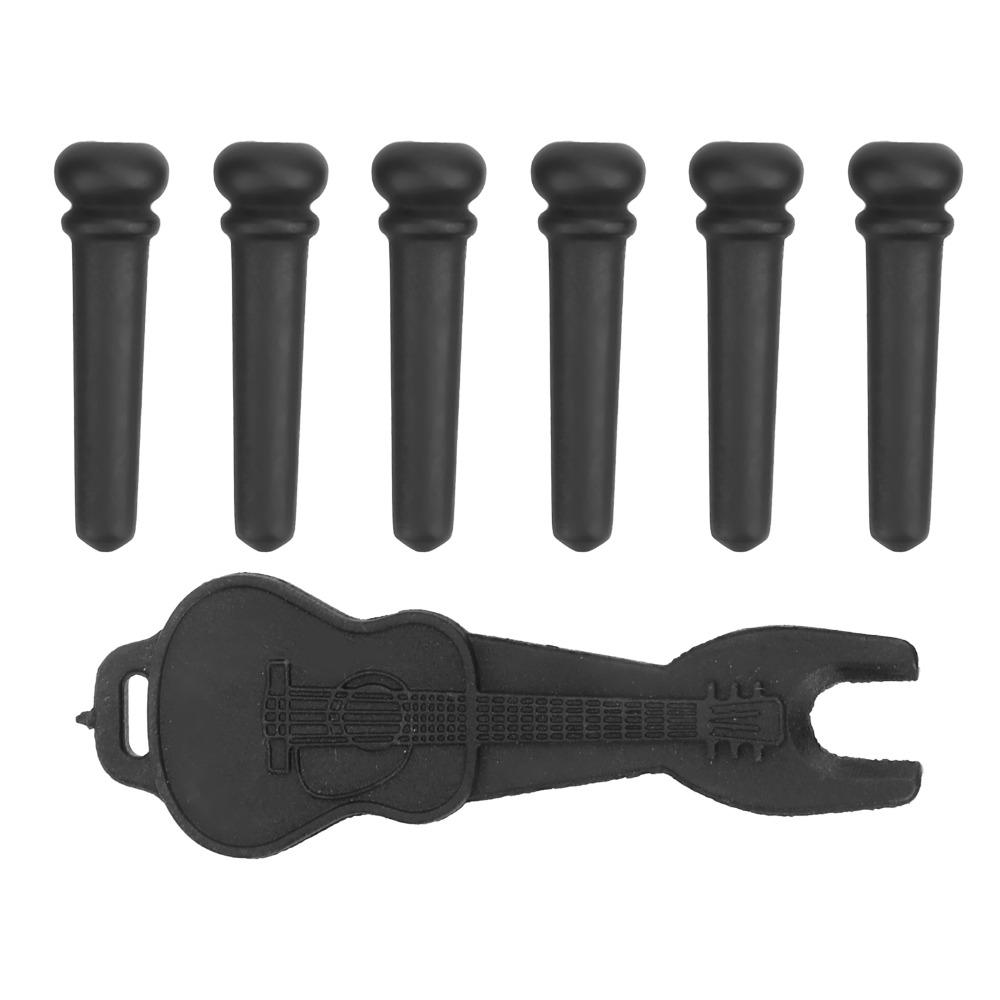 6PCS Ebony Guitar Bridge Pins Abalone Dot Inlay Bridge Pin Pegs Acoustic Guitar