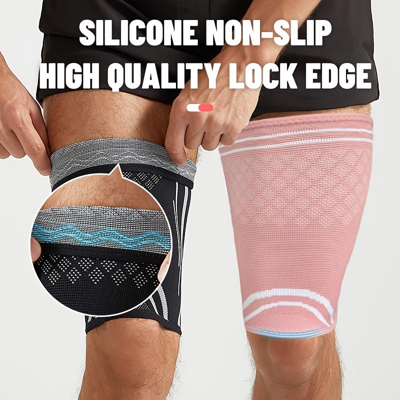 1Pc Elastic Thigh Compression Sleeve,Featuring a Knitted Non-Slip Upper Leg Design,Equipped with Double Silicone Non-Slip Strips