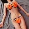 Passionate Rose Flower Lingerie Set: Hollow-Out Bra & Bikini Pajama