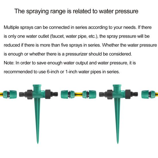2ks zavlažovací zástrčka Dvouhlavý zahradní hadicový zavlažovač Zavlažovací konektor Zemnící kolík pro trávník