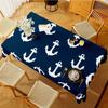 2D Flat Banner, 1pc White Nautical Anchor Tablecloth - Soft Rectangular Table Cover, Suitable for Coffee Tables, Picnics, and Outdoor Use - Nautical S