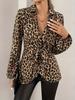 Women's Long-Sleeved Top New Spring Style Leopard Print Shirt V-Neck Elegant Long-Sleeved Blouse