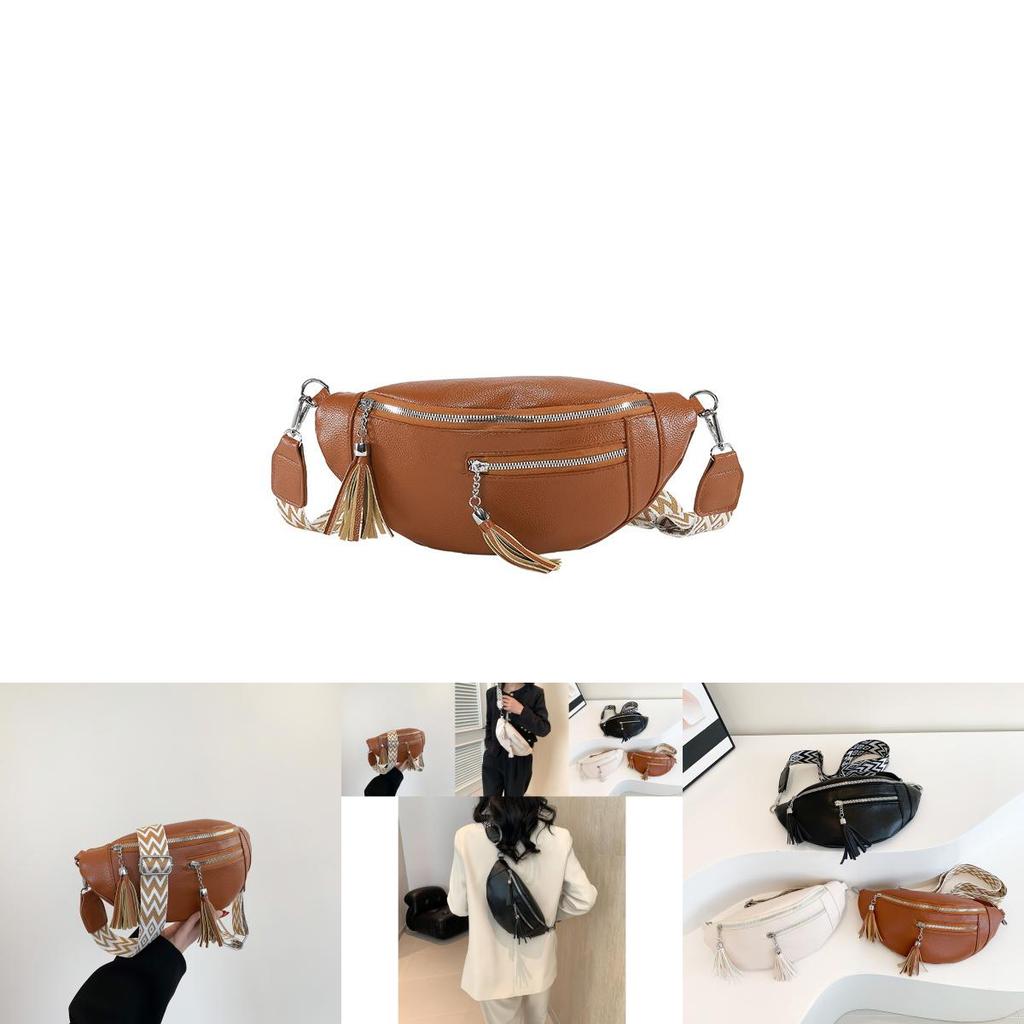 Stylish 2024 New Womens Slouchy Shoulder Bag In Black Beige Brown With Chic Tassel Design