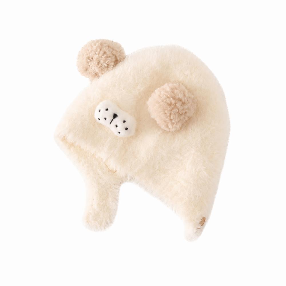 Double Pom Pom Kids Knit Hat Ear Protection Pom Pom Hat Cartoon Baby Winter Hat  for Babies