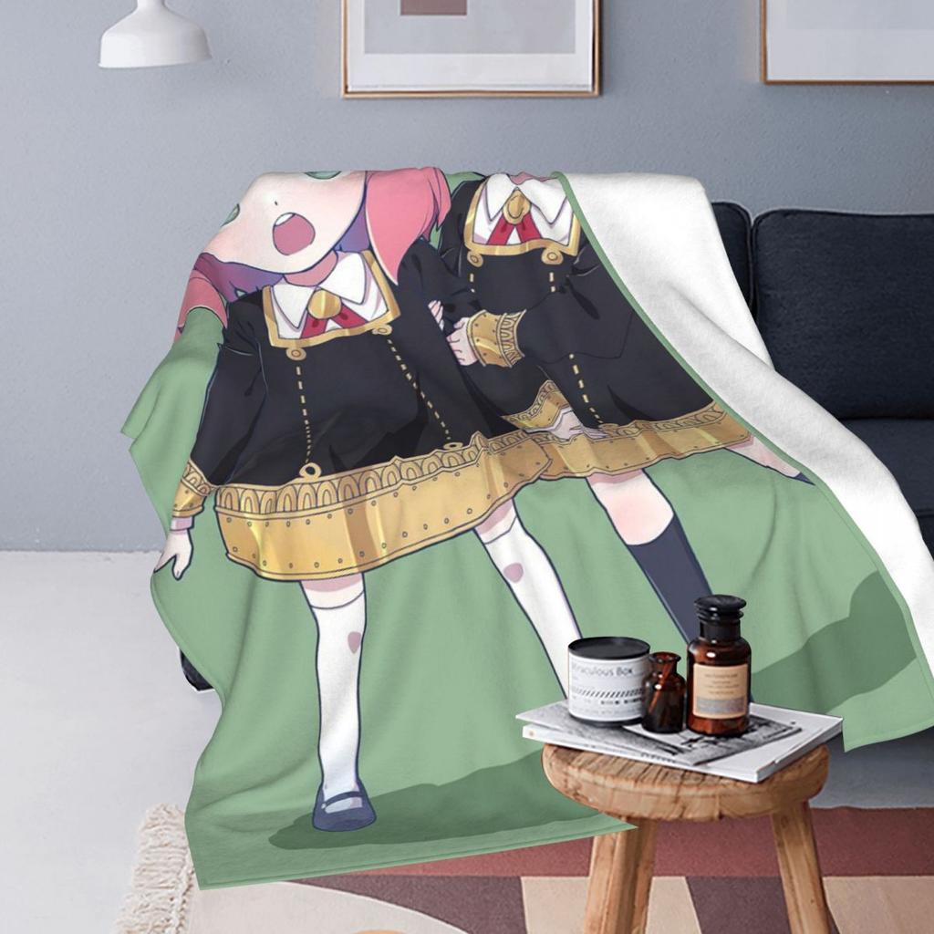 Spy X Family Cartoon Kawaii Anya Anime  Blankets Flannel Sofa Throw Blanket Super Soft for Bedroom Office Throws Bedspread Quilt