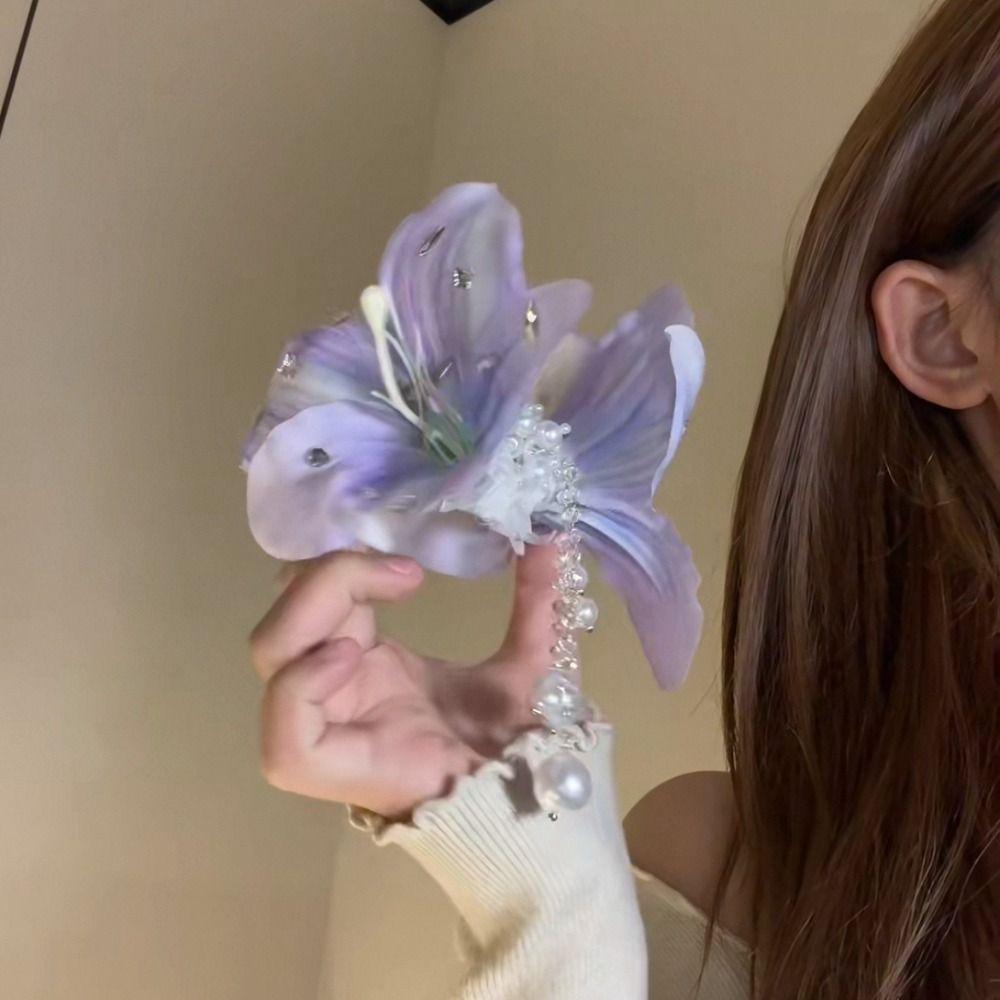 Cloth Simulation Flower Hair Claw Sweet Seaside Vacation Headwear Flower Duckbill Clip  Daily