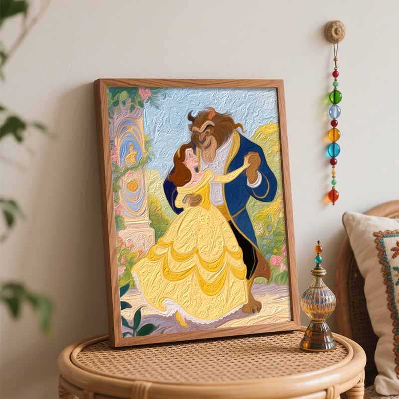 disney beauty and the beast digital oil painting hand painting kit diy home decoration