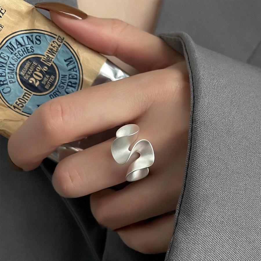Personalized Skirt, Irregular Ring, Female Fashion, Versatile Temperament S925 Silver Plated Open Ring, Index Finger Ring