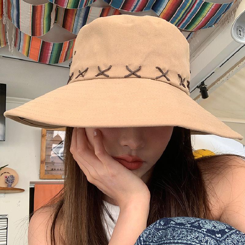 

Cowboy Hat Western Vintage Style Round Top Sun Hat Breathable Nylon Material хакі