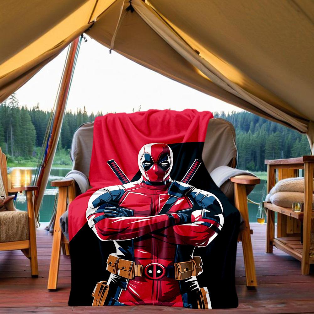 1pc Deadpool Comics Outdoor Blanket Lightweight Flannel, Soft & Warm, All-Season Use for Sofa, Outdoor, Camping, Living Room, Office016
